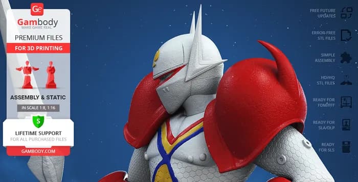 STL - Tekkaman Anime Figura render 5