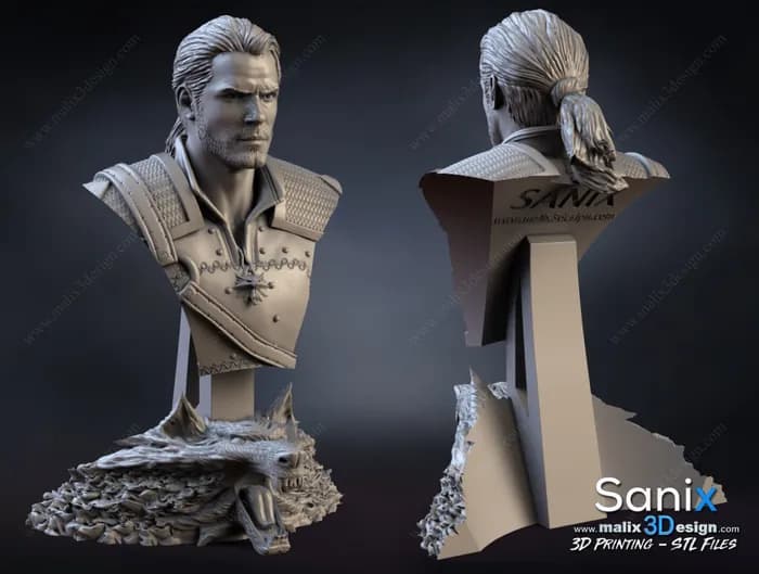 STL - the witcher bust render 2