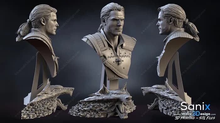 STL - the witcher bust render 3