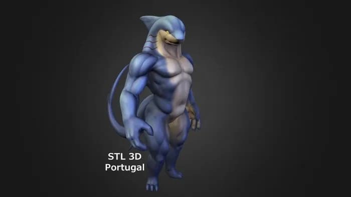 STL - Tiburón Luchador Figura 3D