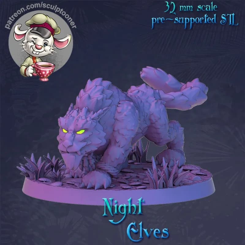 STL - Tigre Elfo Nocturno render 2