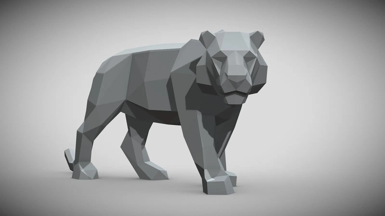 STL - Tigre geométrico low poly render 3