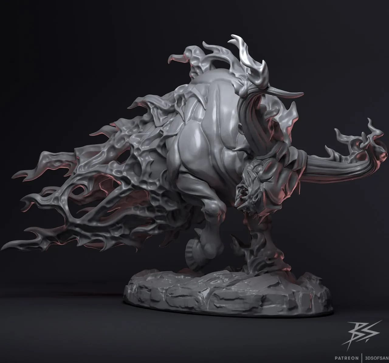 STL - Toro de Fuego con Base