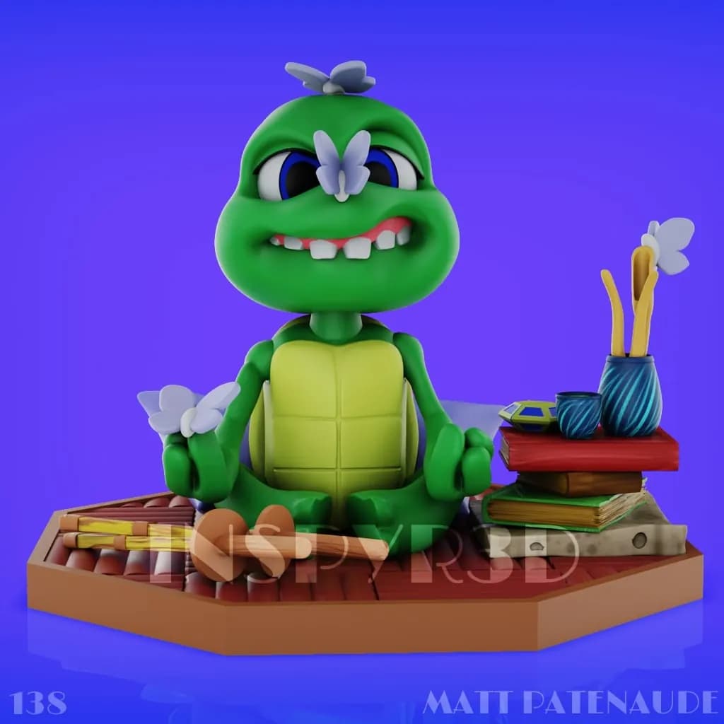 STL - Tortuga Ninja Bebé Meditando