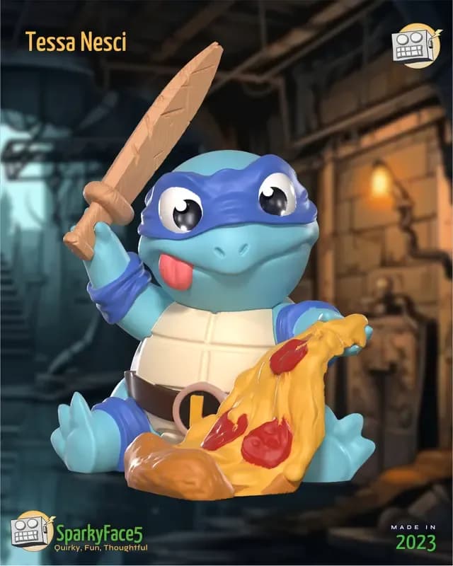 STL - Tortuga Ninja Squirtle Estilo Leo render 2