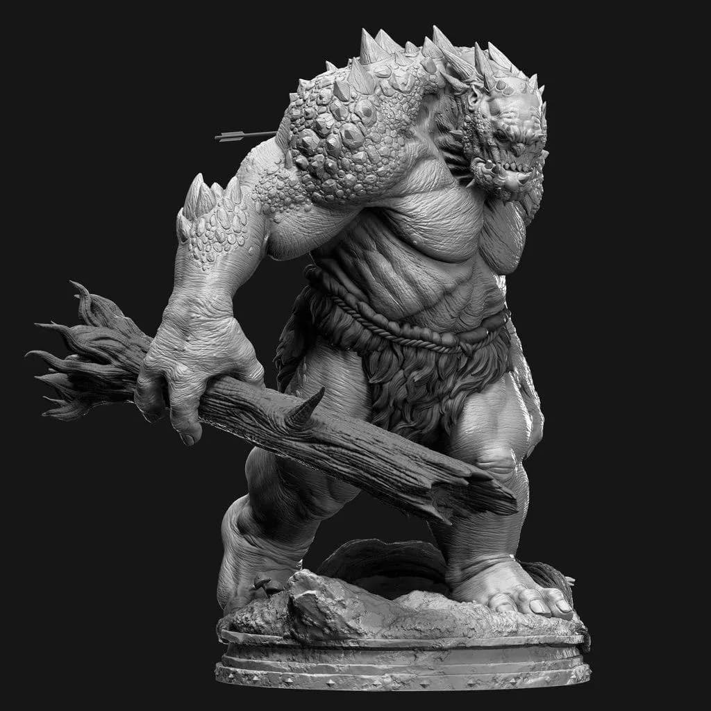 STL - Troll con maza render 4
