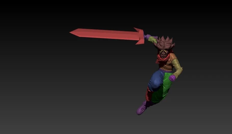 STL - Trunks Super Saiyajin Figura render 2