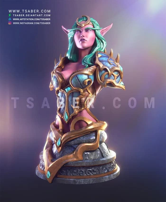 STL - tsaber night elf hunter bust
