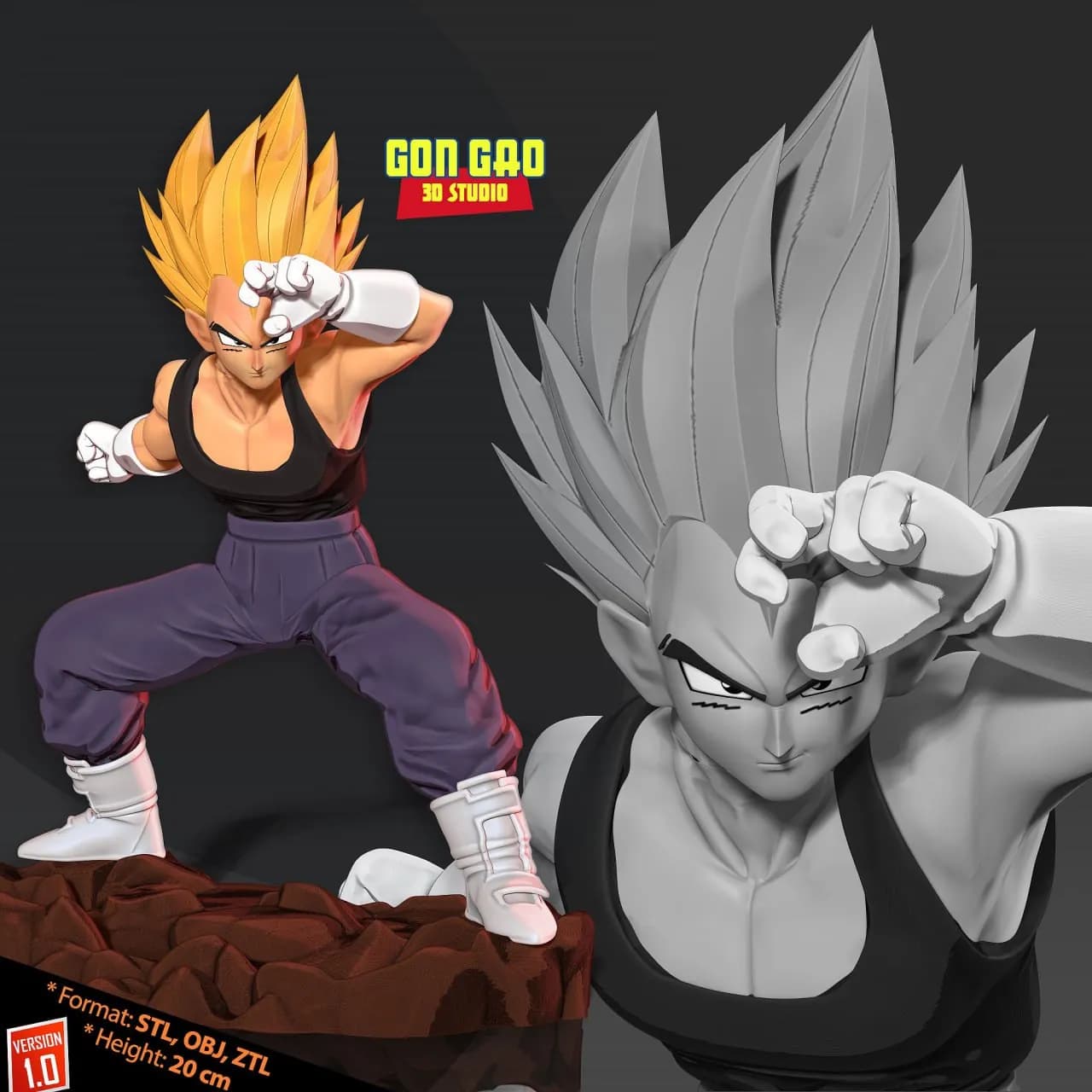 STL - Vegeta en Pose Defensiva