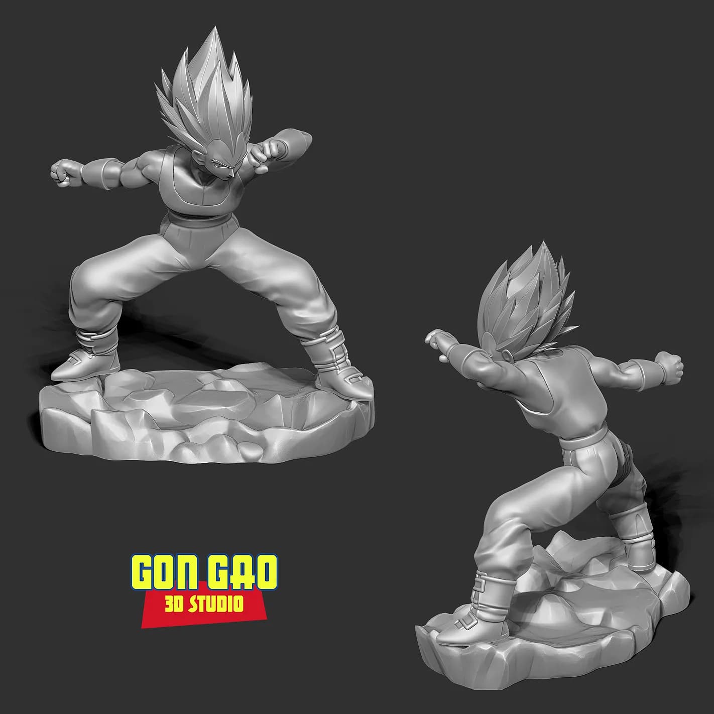 STL - Vegeta en Pose Defensiva render 4