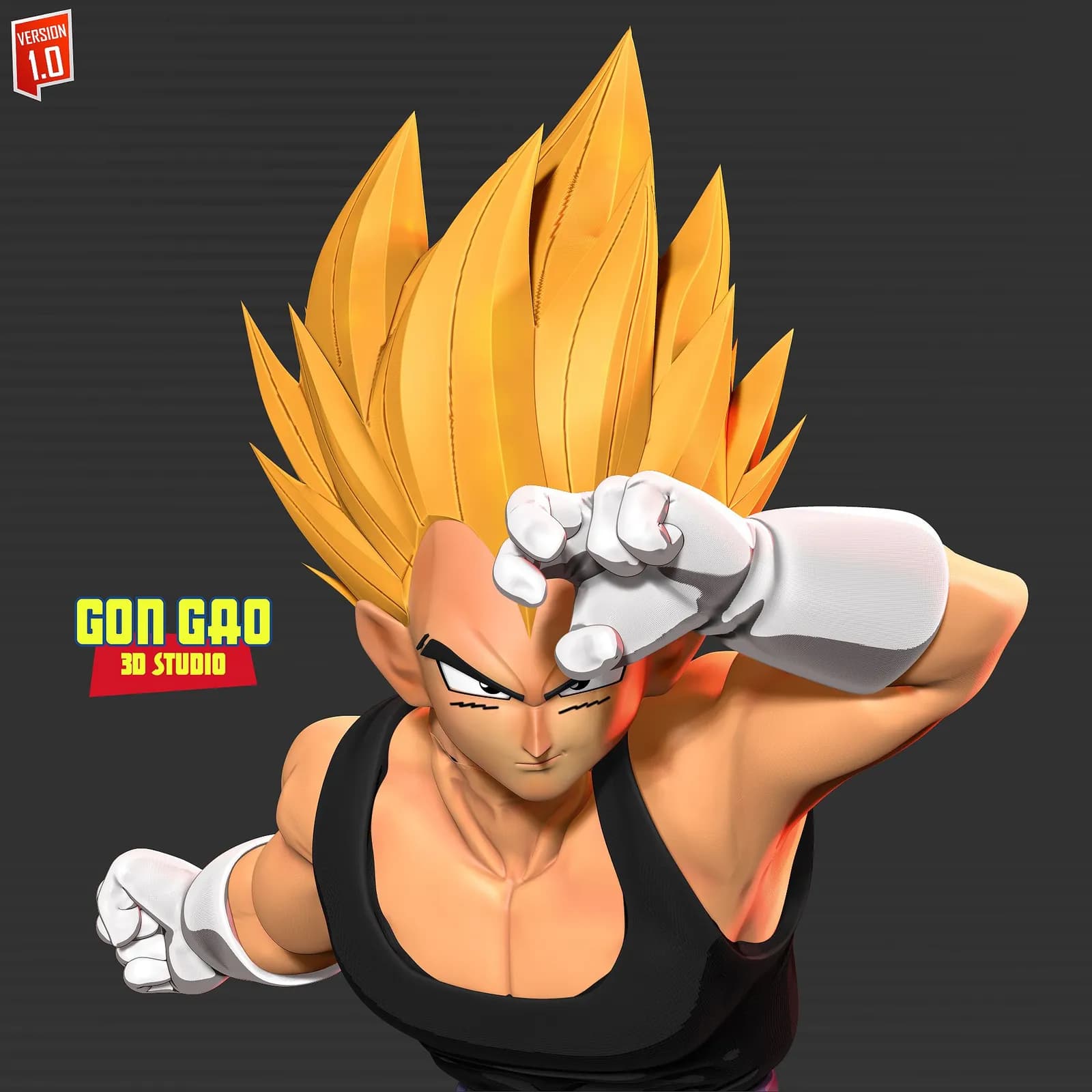 STL - Vegeta en Pose Defensiva render 5
