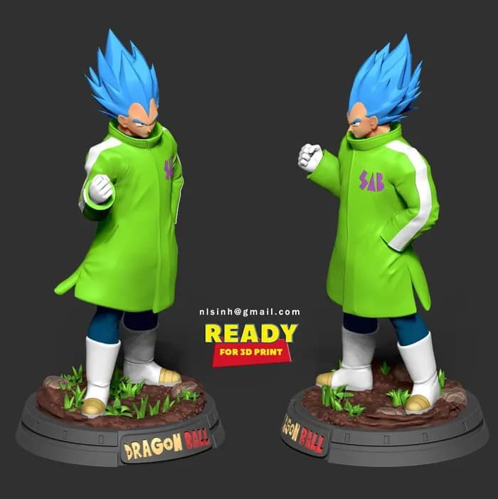 STL - vegeta in a green coat render 2