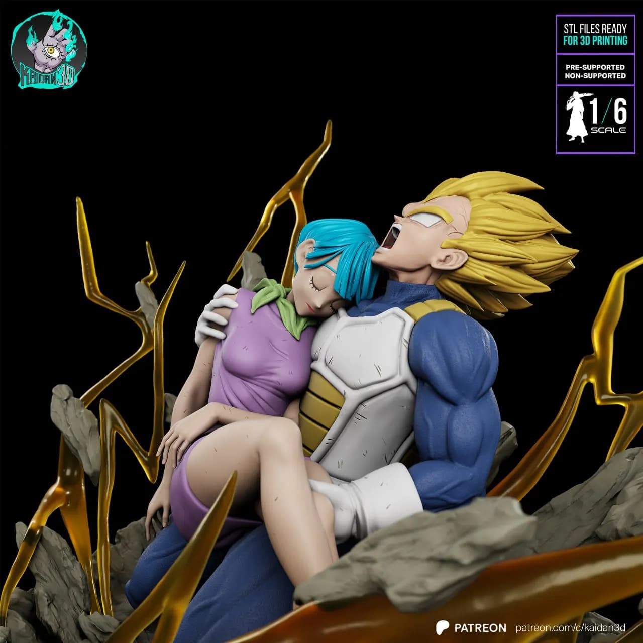 STL - Vegeta y Bulma Sosteniendo render 2