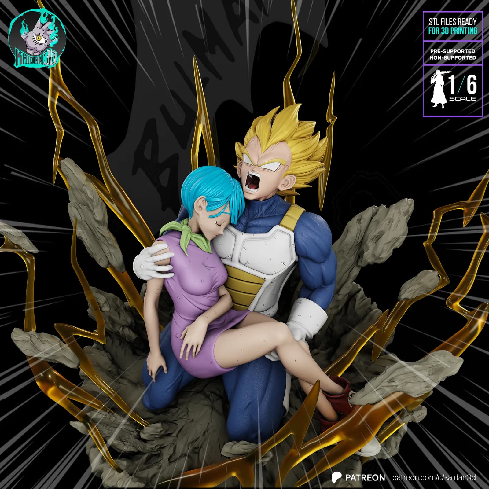 STL - Vegeta y Bulma Sosteniendo render 4