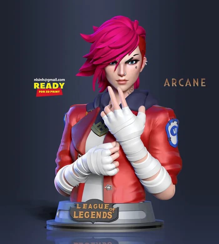 STL - vi bust arcane fanart