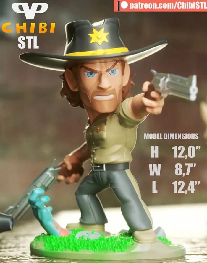 STL - walking dead rick grimes chibi