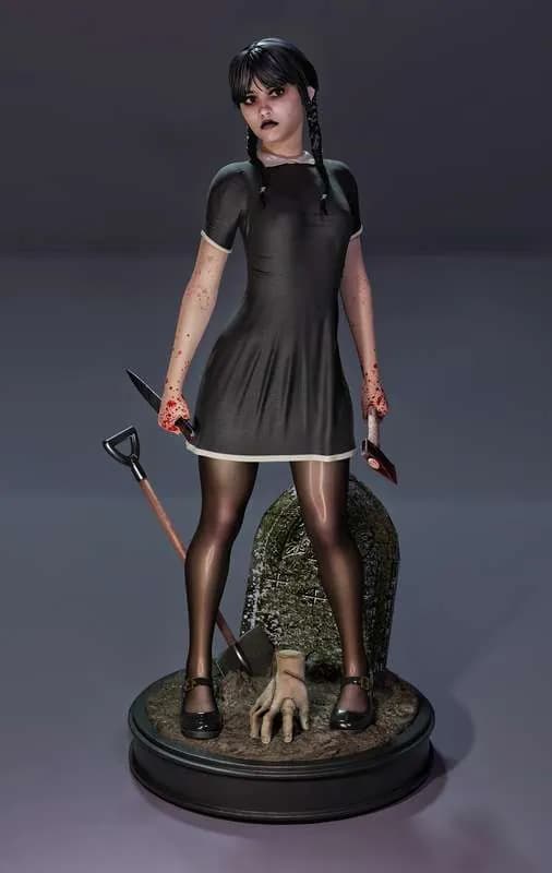 STL - Wednesday Addams con pala y hacha