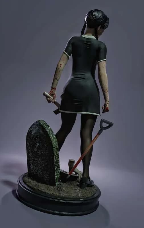 STL - Wednesday Addams con pala y hacha
