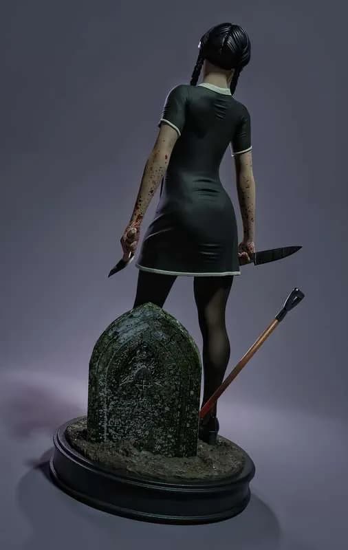 STL - Wednesday Addams con pala y hacha
