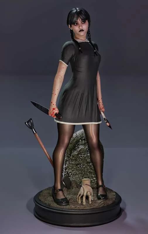 STL - Wednesday Addams con pala y hacha