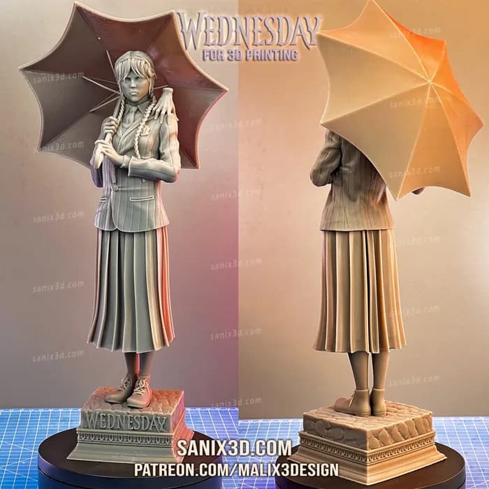 STL - Wednesday Addams con paraguas