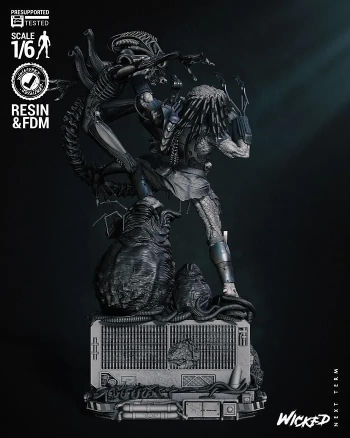 STL - wicked diorama predator and alien render 3
