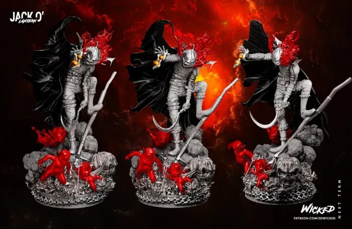STL - wicked jack o statue 330mm render 2