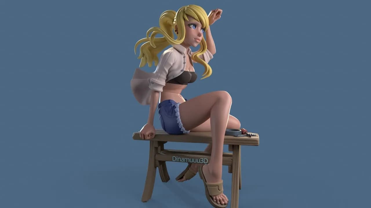 STL - Winry Rockbell figura mecánica render 2