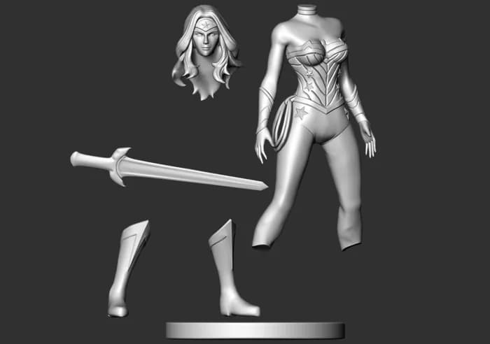 STL - wonder woman fan art render 3