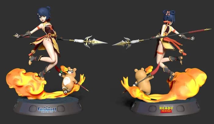 STL - xiangling genshin impact fanart render 2