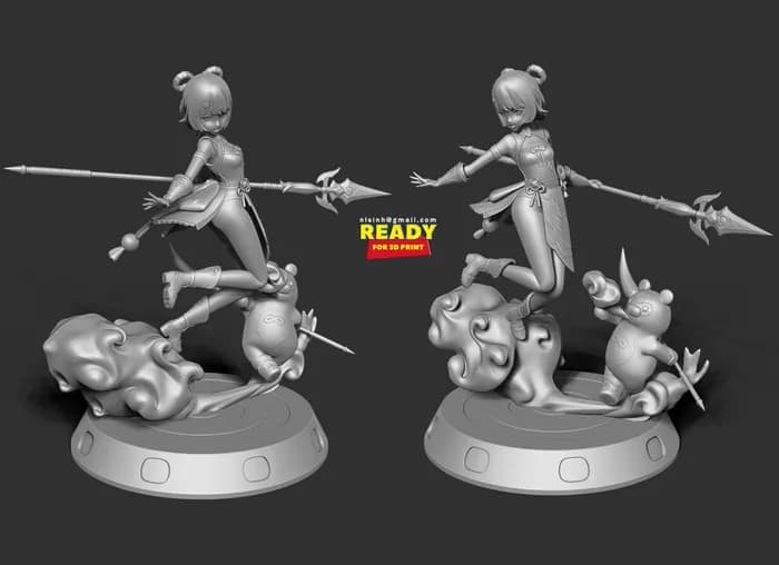 STL - xiangling genshin impact fanart render 4