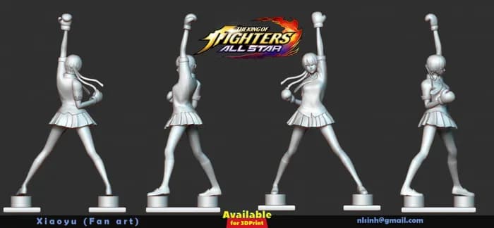 STL - xiaoyu king of fighters fan art render 2