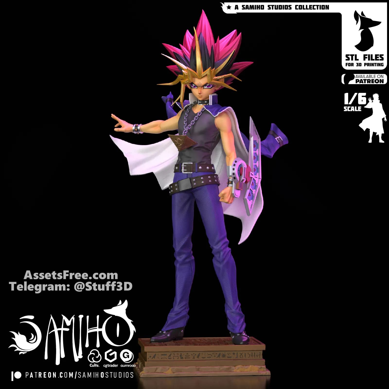 STL - Yami Yugi Figura render 2