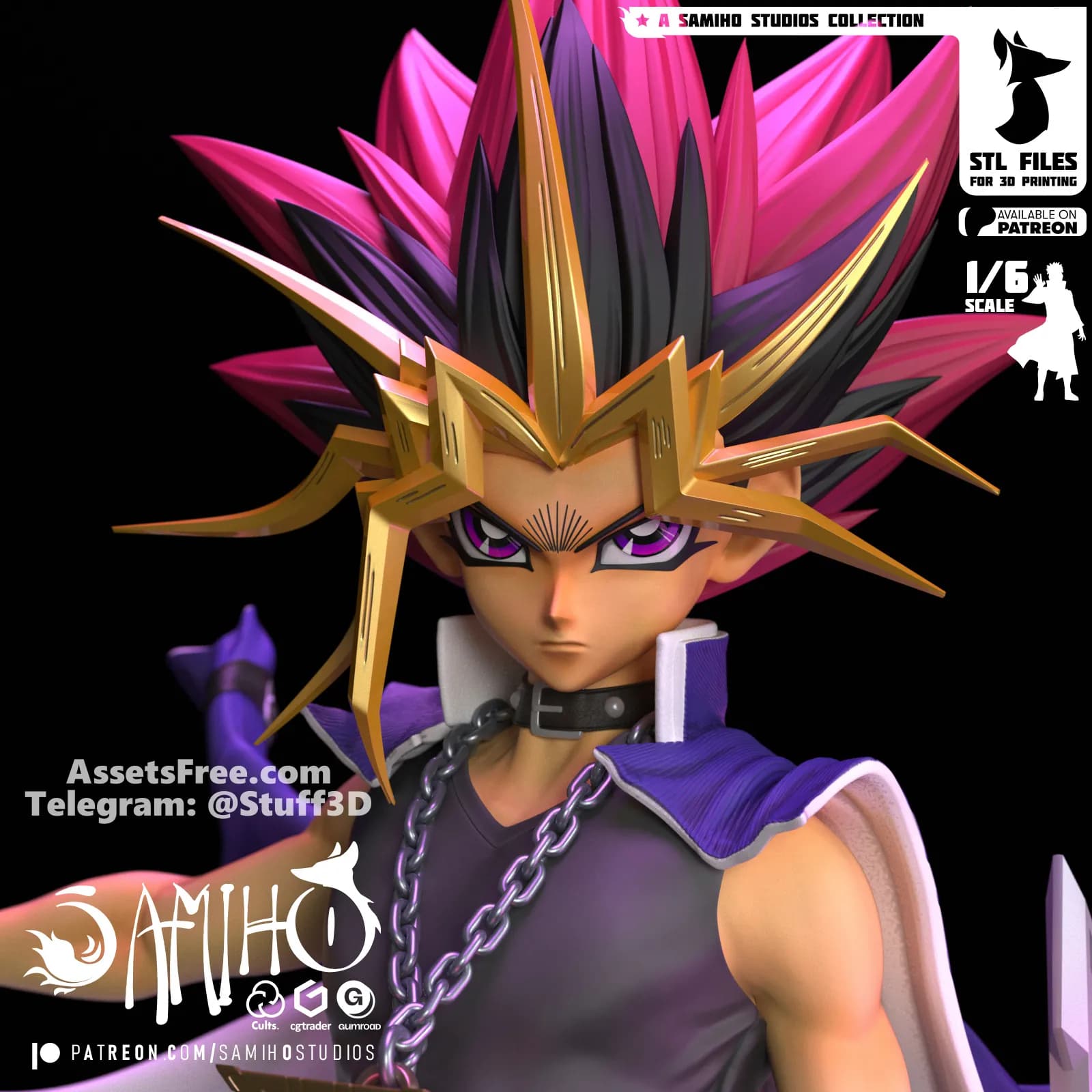 STL - Yami Yugi Figura render 4