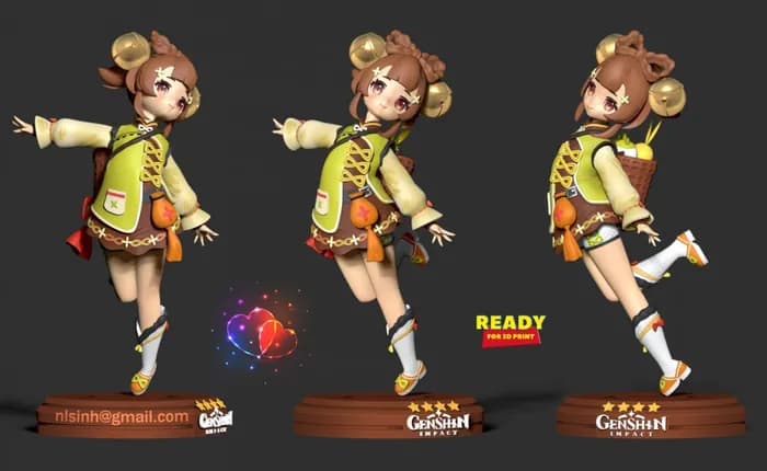 STL - yaoyao genshin impact fanart render 3