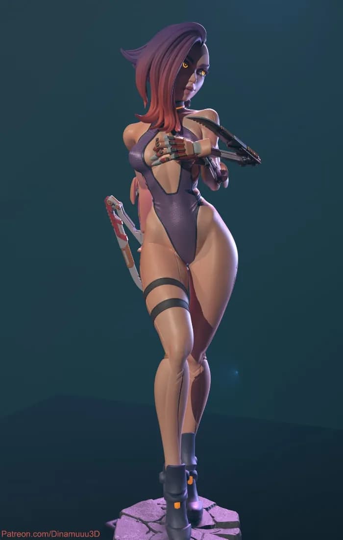 STL - сyberpunk girl blossom render 2