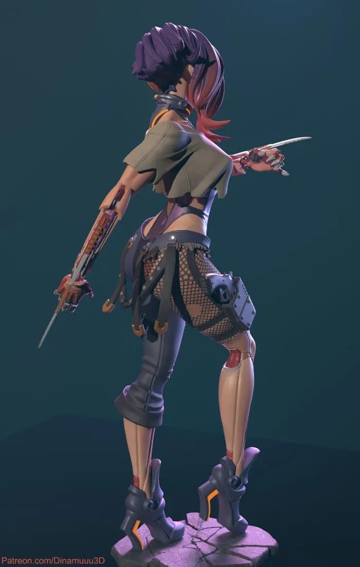 STL - сyberpunk girl blossom render 3