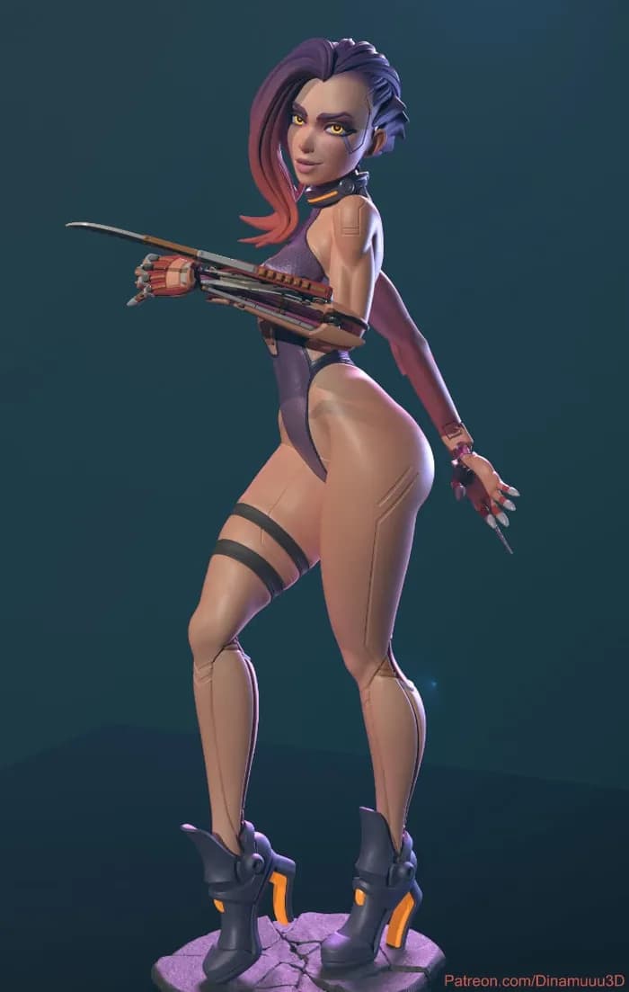 STL - сyberpunk girl blossom render 4