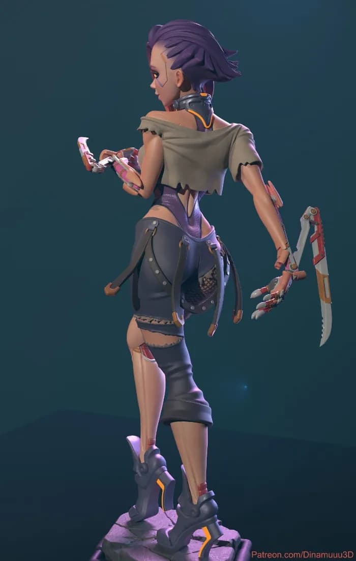 STL - сyberpunk girl blossom render 5