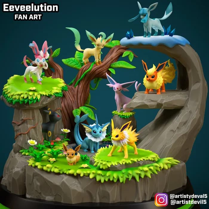 STL - ydeval eeveelutions diorama
