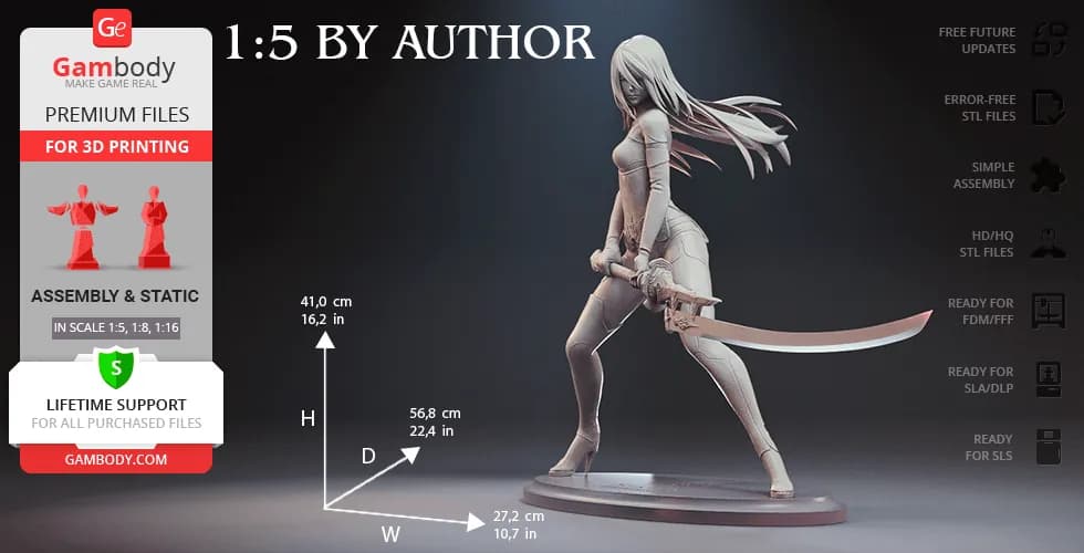 STL - YoRHa A2 Figura Estilo Cyberpunk