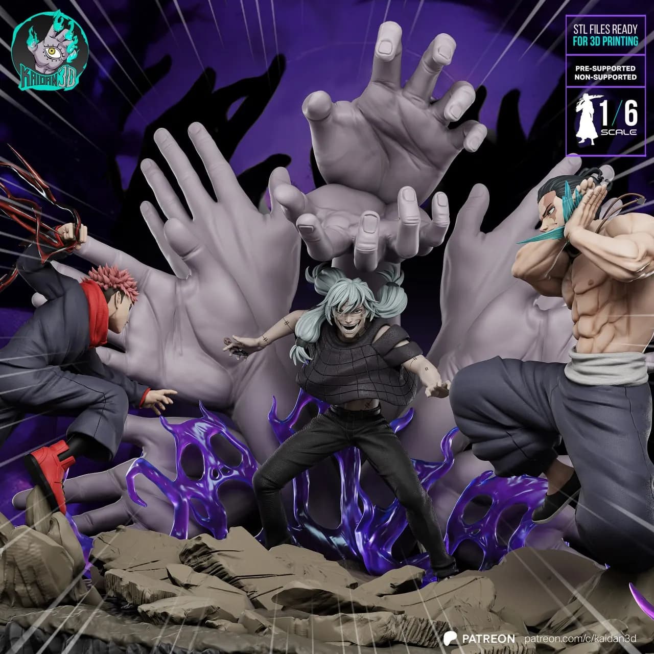 STL - Yuji x Todo vs Mahito KAIDAN3D render 3