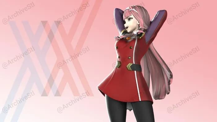 STL - Zero Two Red Bushido render 2