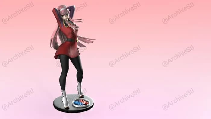 STL - Zero Two Red Bushido render 3
