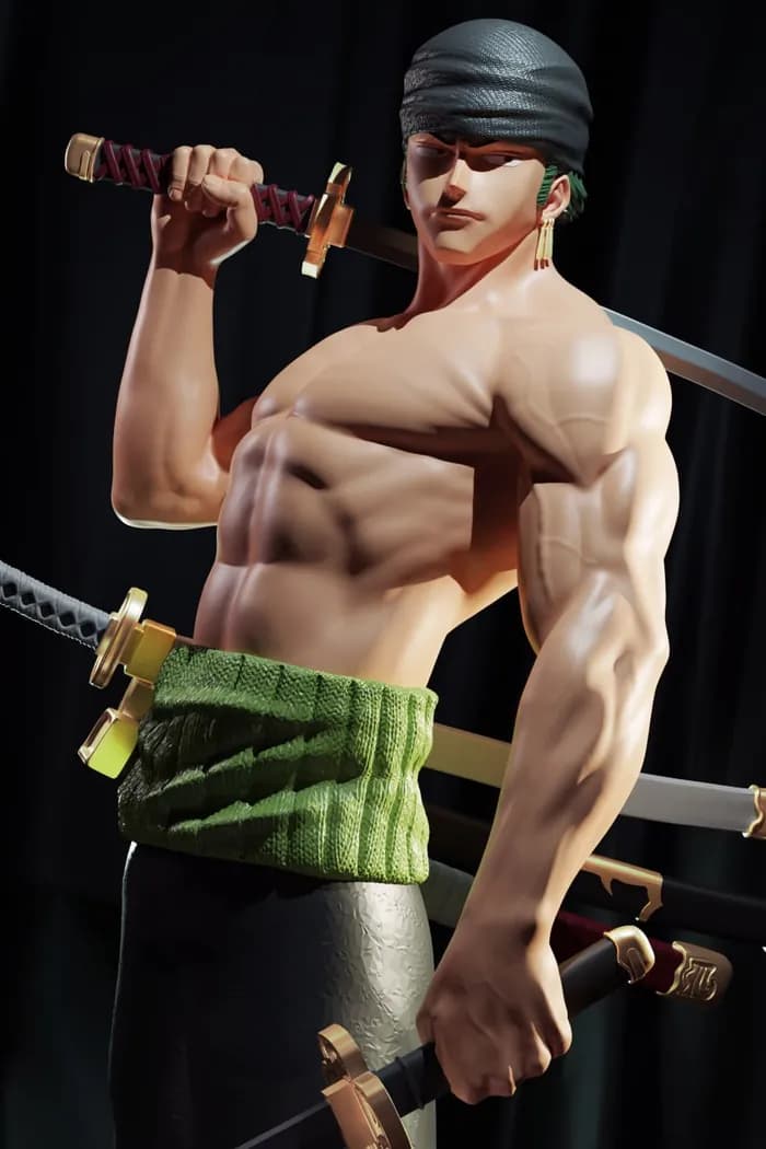 STL - zoro one piece 3d print render 2