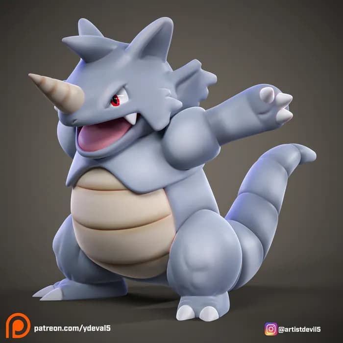 STL - ydeval #112 rhydon render 1