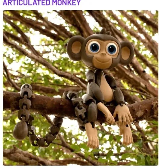 STL - articulated monkey rar render 1