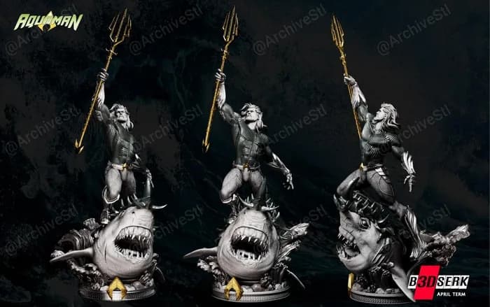 STL - b3dserk aquaman statue 470mm (non supported) render 1