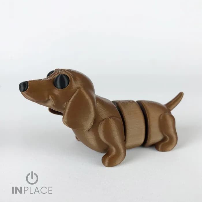 STL - cute dachshund articulated dark eyes version render 1