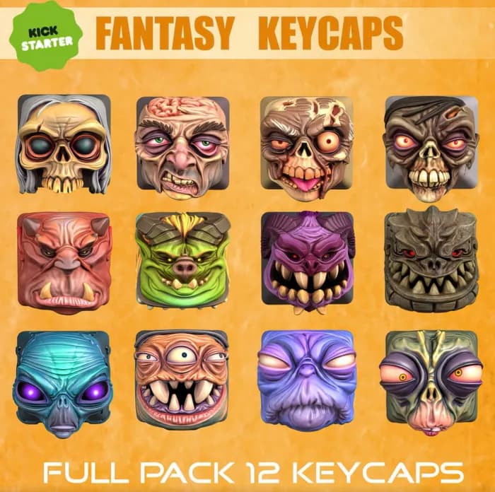 STL - fantasy keycaps render 2